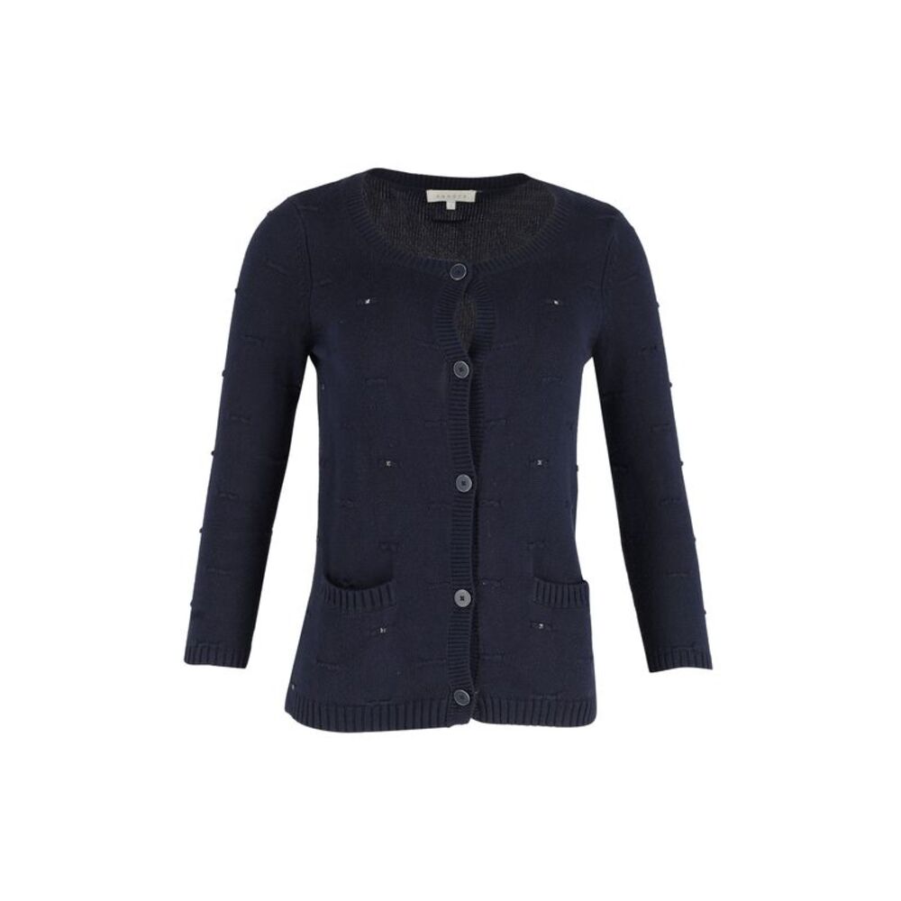 Sandro Paris Studded Cardigan in Navy Blue Cotton